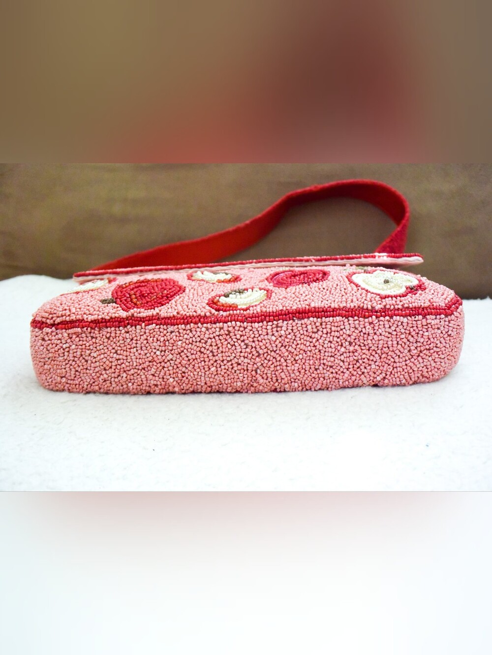 Made in India- Pink & Red Aple Beaded Purse/Bag - VIRAL - NEW! - Picture 10 of 11